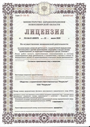 Лицензия клиники Наркологическая клиника Результат — № ЛО-54-01-005978 от 23 июля 2020