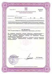 Лицензия клиники Медицинский центр Айболит на Пролетарской — № ЛО-12-01-000928 от 25 мая 2018