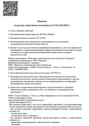 Лицензия клиники Медицинское объединение Здоровье — № ЛО-70-01-002669 от 25 декабря 2019