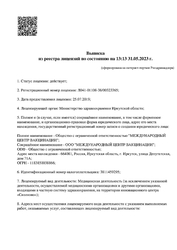 Лицензия клиники Международный центр вакцинации — № ЛО41-01108-38/00323365 от 25 июля 2019