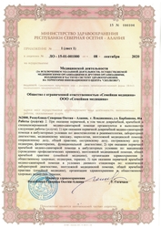 Лицензия клиники Семейная медицина детская клиника (Барбашова) — № ЛО-15-01-001000 от 08 сентября 2020