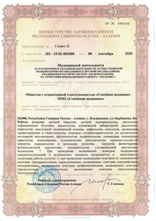 Лицензия клиники Семейная медицина детская клиника (Барбашова) — № ЛО-15-01-001000 от 08 сентября 2020