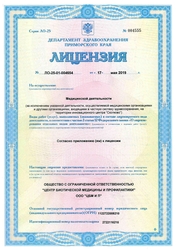 Лицензия клиники Eclinic (Еклиник) — № ЛО-25-01-004654 от 17 мая 2019