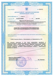 Лицензия клиники Eclinic (Еклиник) — № ЛО-25-01-004654 от 17 мая 2019