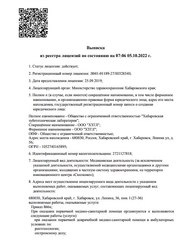 Лицензия клиники Все свои рядом — № Л041-01189-27/00328340 от 25 сентября 2019