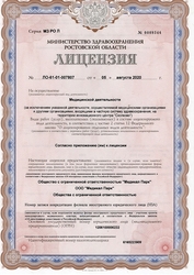 Лицензия клиники Клиника Медикал Парк — № ЛО-61-01-007807 от 05 августа 2020