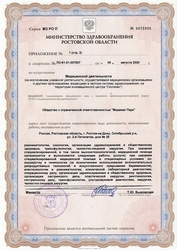 Лицензия клиники Клиника Медикал Парк — № ЛО-61-01-007807 от 05 августа 2020