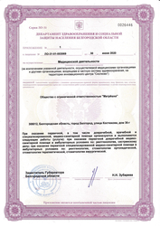Лицензия клиники Клиника цифровой стоматологии Матрёшка — № ЛО-31-01-003069 от 30 июня 2020