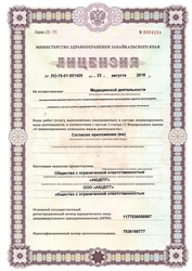 Лицензия клиники Клиника красоты и здоровья Schmidt medical — № ЛО-75-01-001429 от 23 августа 2018