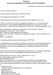 Лицензия клиники Многопрофильная медицинская клиника Аркмед — № ЛО-75-01-001708 от 31 мая 2021