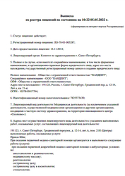 Лицензия клиники Стоматология Пандент на Восстания — № ЛО-78-01-005287 от 14 ноября 2014