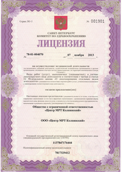 Лицензия клиники ЦМРТ Колпино — № ЛО-78-01-004070 от 07 ноября 2013