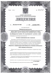 Лицензия клиники Персона Дент — № ЛО-78-01-011368 от 16 декабря 2020
