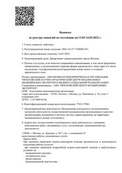 Лицензия клиники Московский центр Независимых Медицинских Экспертиз — № Л041-01137-77/00001701 от 14 марта 2022