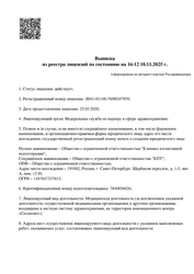 Лицензия клиники Клиника когнитивной психотерапии — — №1