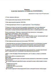 Лицензия клиники Лазерный Доктор на Московском проспекте — № ЛО-78-01-011550 от 28 мая 2021