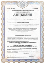 Лицензия клиники Авеню-Чкаловский — № ЛО-61-01-007996 от 26 декабря 2020