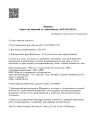 Лицензия клиники Стоматология Благодатная 47 — № Л041-01148-78/00333556 от 22 июля 2019