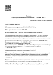 Лицензия клиники Инвитро на Адмирала Коновалова — № Л041-01148-78/00370245 от 03 декабря 2020