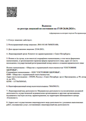 Лицензия клиники Центр психологии и психотерапии W Clinic — № Л041-01148-78/00351488 от 23 апреля 2021