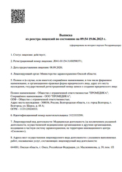 Лицензия клиники Промедика на Почтовой — № Л041-01154-31/00590371 от 08 сентября 2020