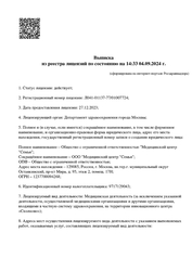 Лицензия клиники Медицинский центр Семья на метро Ботанический сад — № Л041-01137-77/01007724 от 27 декабря 2023