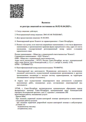 Лицензия клиники Лазерный Доктор на Комендантском — № Л041-01148-78/02054867 от 01 апреля 2025