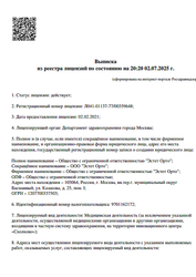 Лицензия клиники Доктор Сарычева на Пятницком — № Л041-01137-77/00359648 от 02 февраля 2021