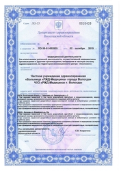 Лицензия клиники РЖД Медицина Вологда — № Л0-35-01-002829 от 02 октября 2019