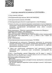 Лицензия клиники Зрение на Ветеранов — № Л041-01148-78/00322950 от 23 декабря 2020