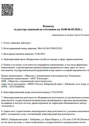 Лицензия клиники Доступная стоматология — № Л041-01189-27/00323353 от 23 июня 2021