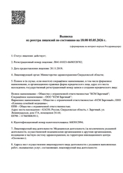 Лицензия клиники Клиника Лаборатория здоровья Заречный — № Л041-01021-66/00328782 от 20 ноября 2019