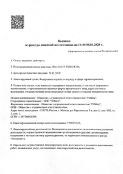 Лицензия клиники 360 Косметология на м.Фрунзенская — № Л041-01137-77/00338356 от 30 декабря 2019