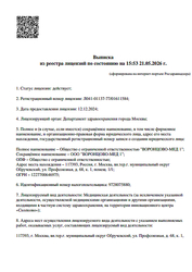 Лицензия клиники Воронцово Мед — № Л041-01137-77/01611584 от 12 декабря 2024
