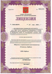 Лицензия клиники Госпиталь Оркли — № ЛО-78-01-003570 от 27 мая 2013