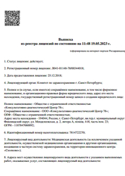 Лицензия клиники Консультативно-диагностический Центр 78 — № ЛО-41-01148-78/00344018 от 25 декабря 2018