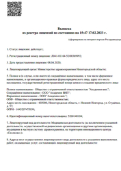 Лицензия клиники Академия Vip — — №17