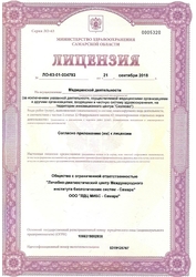 Лицензия клиники МИБС на ул. Мяги — № ЛО-63-01-004793 от 21 сентября 2018