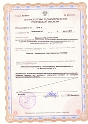 Лицензия клиники Весна — № ЛО-61-01-007287 от 16 августа 2019