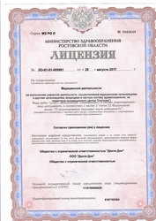 Лицензия клиники Стоматология Дента Дон — № Л0-61-01-005981 от 25 августа 2017
