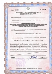 Лицензия клиники Стоматология Дента Дон — № Л0-61-01-005981 от 25 августа 2017
