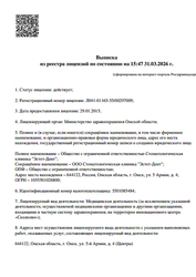 Лицензия клиники Стоматология Эстет-Дент на 5-ой Армии — № Л041-01165-55/00297009 от 29 января 2015